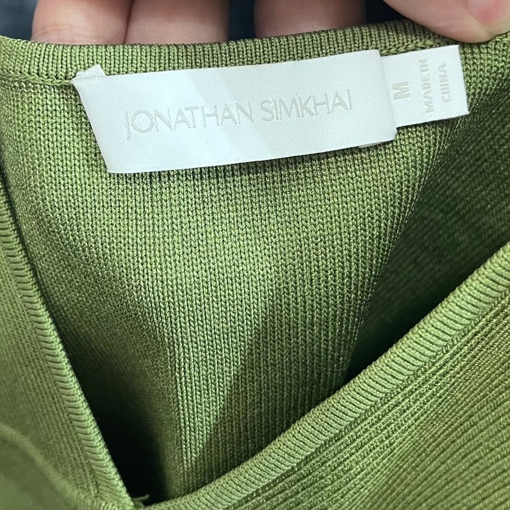 Jonathan Simkhai‎ Lana Ribbed Bustier Tank Women’s Medium Olive Stretch Sleevele - Picture 6 of 8